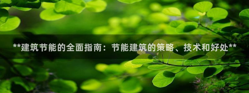 e尊国际-可可计划：**建筑节能的全面指南：节能建筑的策略、技术和好处**